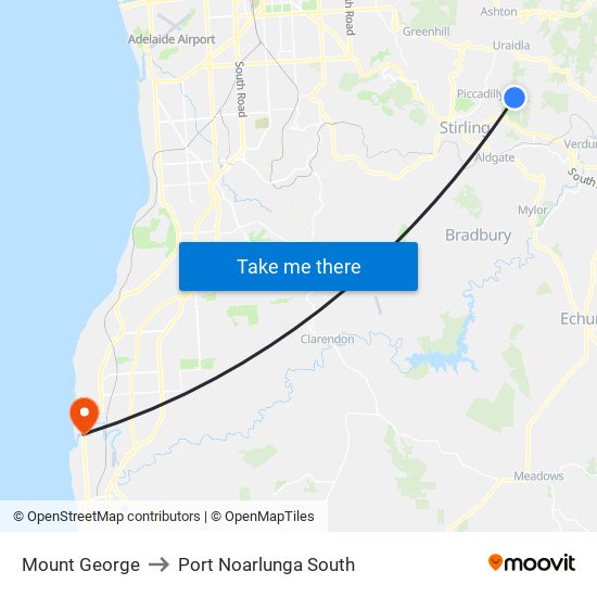 Mount George to Port Noarlunga South map