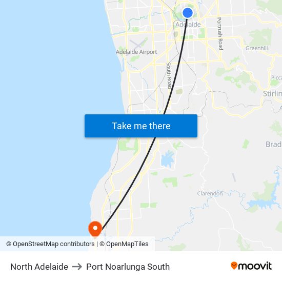 North Adelaide to Port Noarlunga South map