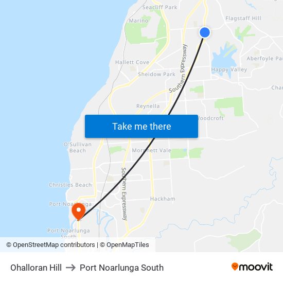 Ohalloran Hill to Port Noarlunga South map