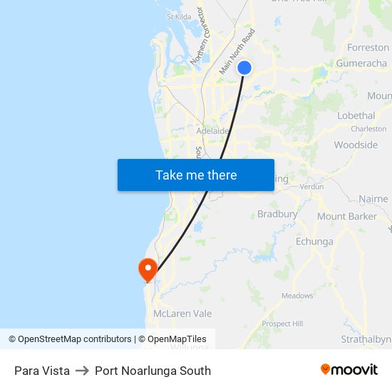 Para Vista to Port Noarlunga South map