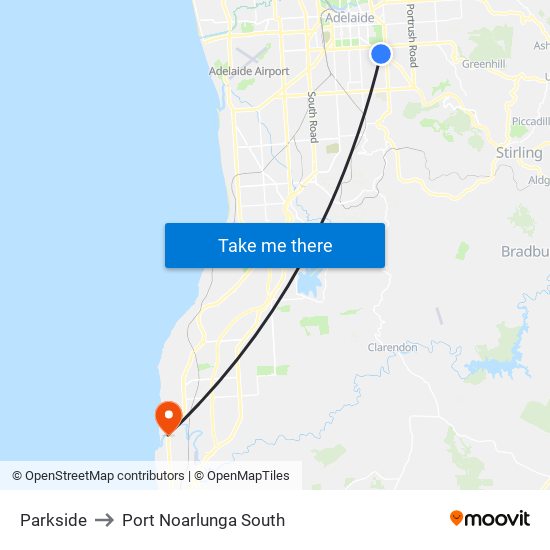 Parkside to Port Noarlunga South map