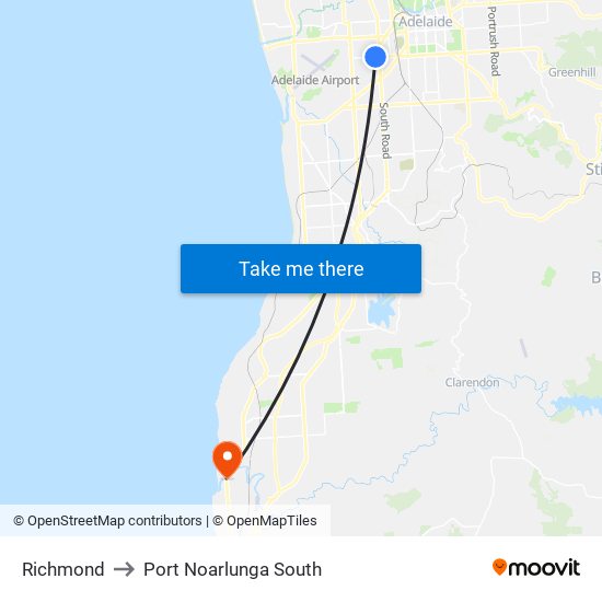 Richmond to Port Noarlunga South map