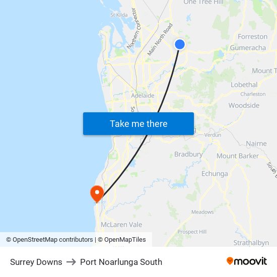 Surrey Downs to Port Noarlunga South map