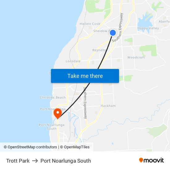 Trott Park to Port Noarlunga South map