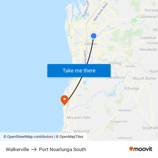 Walkerville to Port Noarlunga South map