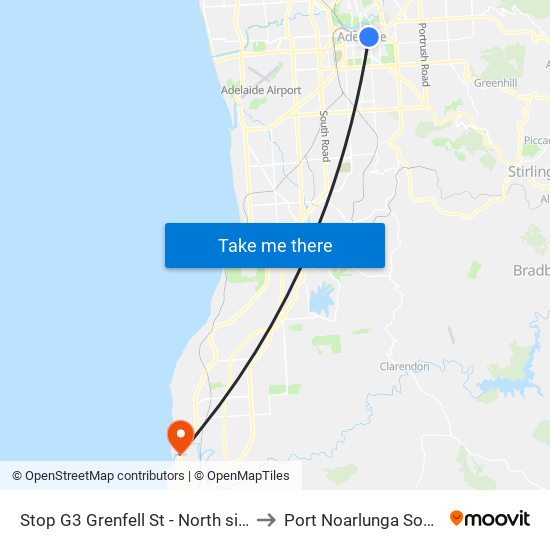 Stop G3 Grenfell St - North side to Port Noarlunga South map