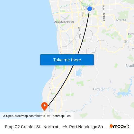 Stop G2 Grenfell St - North side to Port Noarlunga South map