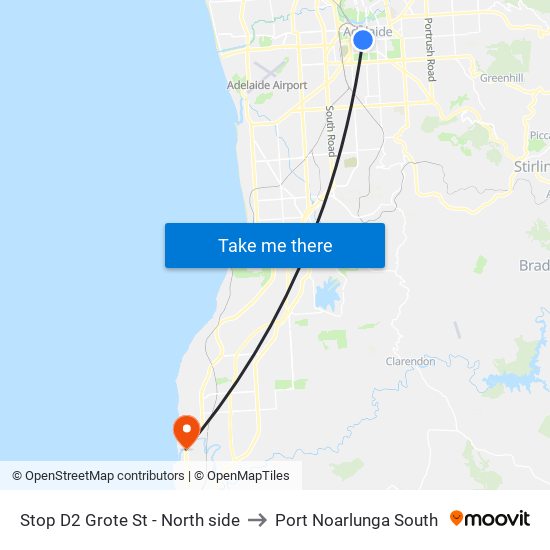 Stop D2 Grote St - North side to Port Noarlunga South map