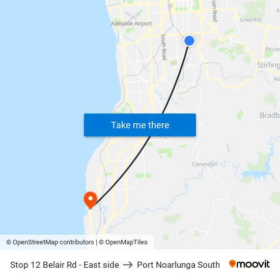 Stop 12 Belair Rd - East side to Port Noarlunga South map