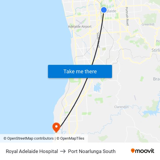Royal Adelaide Hospital to Port Noarlunga South map
