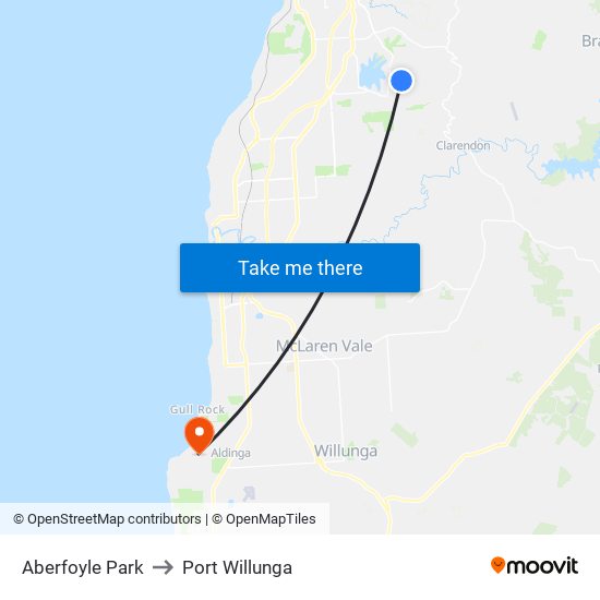 Aberfoyle Park to Port Willunga map