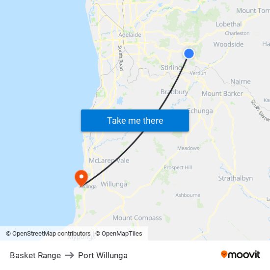 Basket Range to Port Willunga map