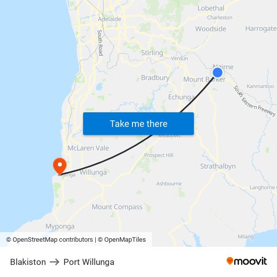 Blakiston to Port Willunga map