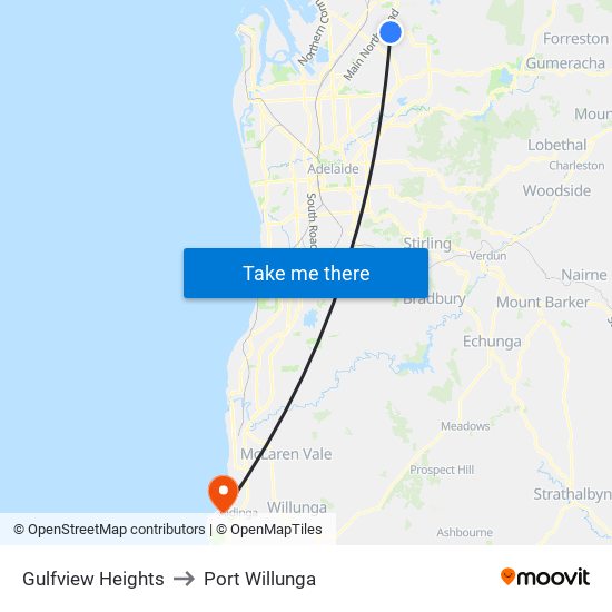 Gulfview Heights to Port Willunga map