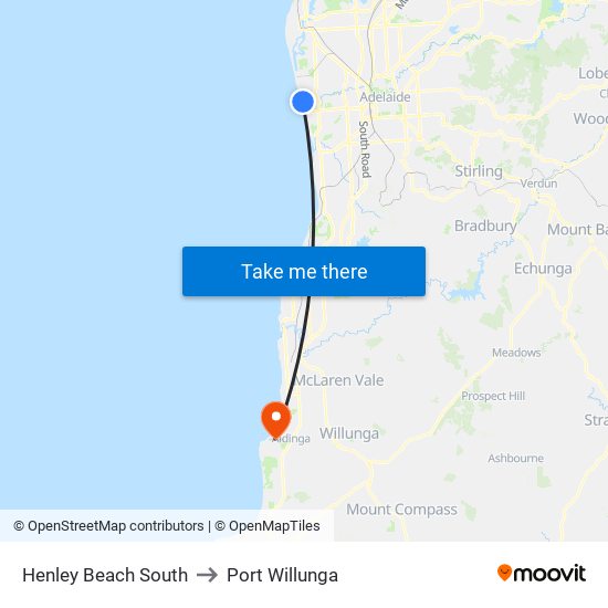 Henley Beach South to Port Willunga map