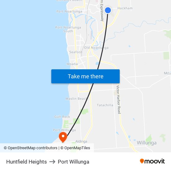 Huntfield Heights to Port Willunga map