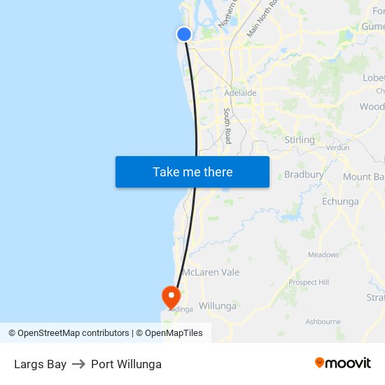 Largs Bay to Port Willunga map