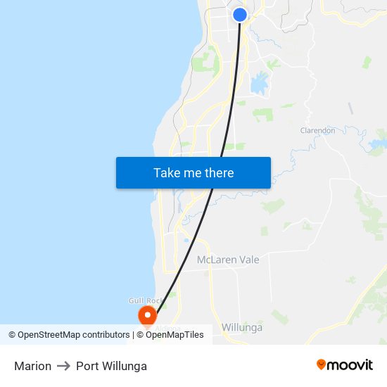 Marion to Port Willunga map