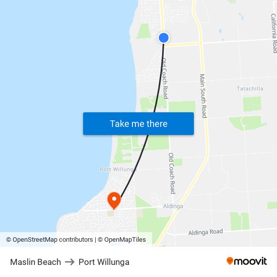 Maslin Beach to Port Willunga map