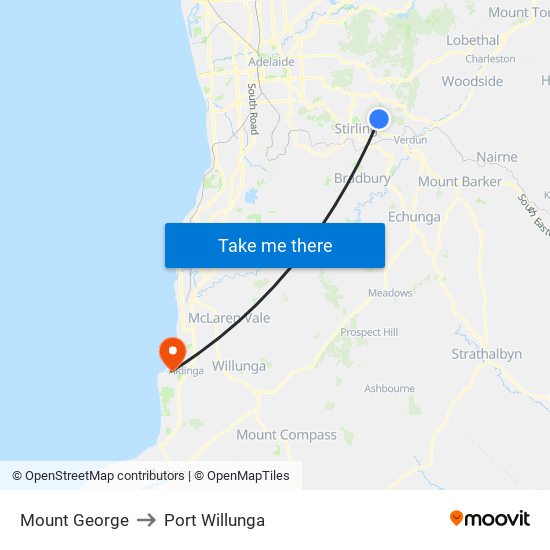 Mount George to Port Willunga map