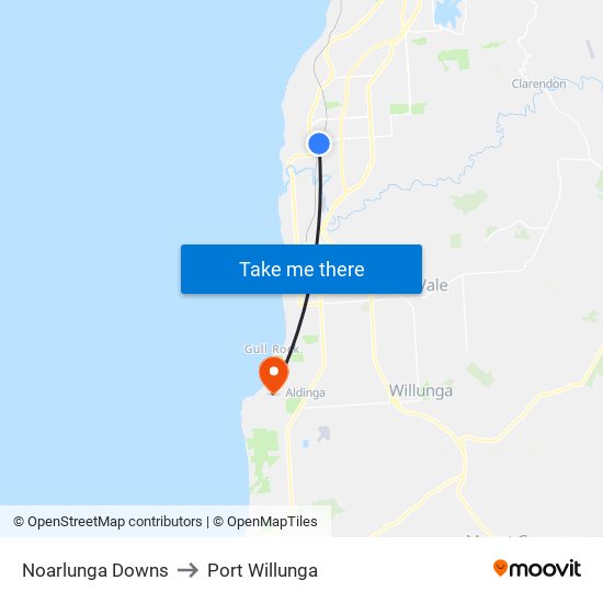 Noarlunga Downs to Port Willunga map