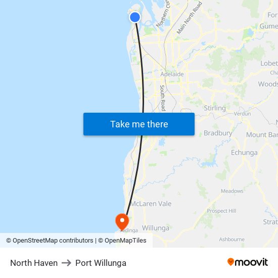 North Haven to Port Willunga map