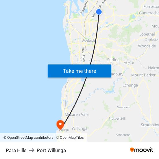 Para Hills to Port Willunga map