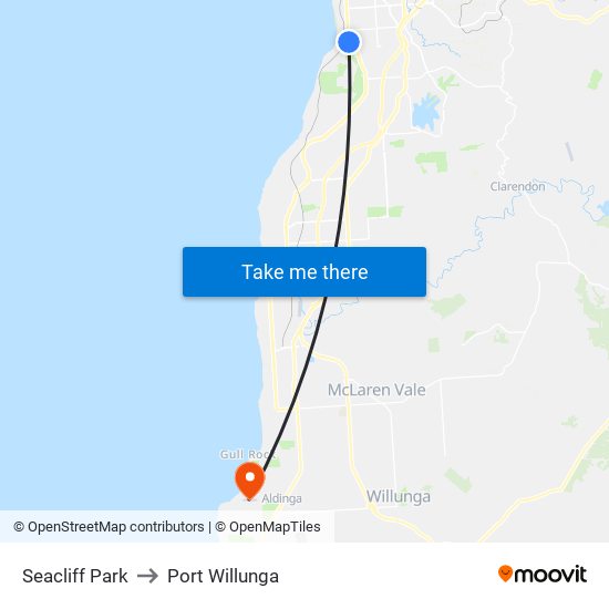 Seacliff Park to Port Willunga map