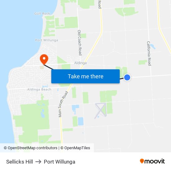 Sellicks Hill to Port Willunga map