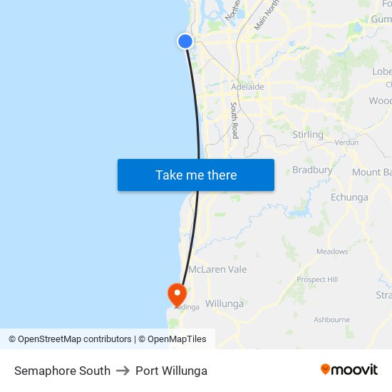 Semaphore South to Port Willunga map