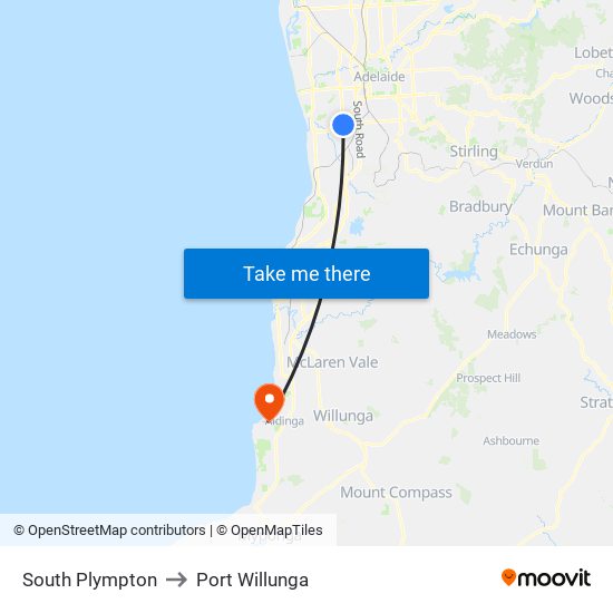 South Plympton to Port Willunga map