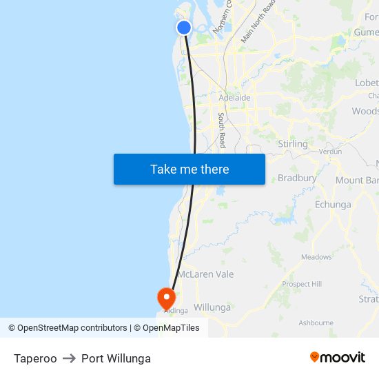 Taperoo to Port Willunga map