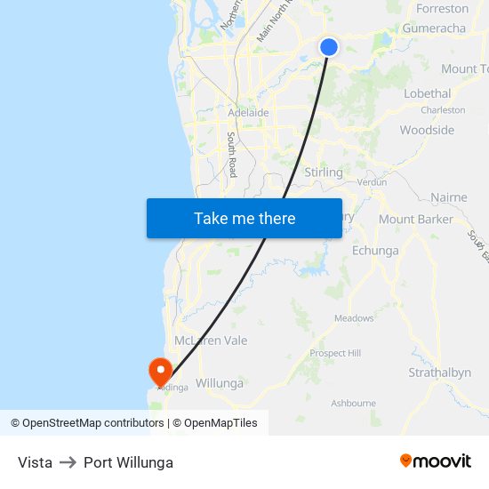 Vista to Port Willunga map