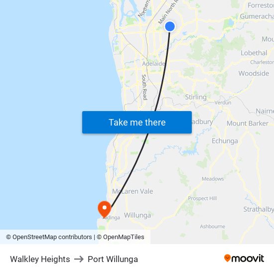 Walkley Heights to Port Willunga map