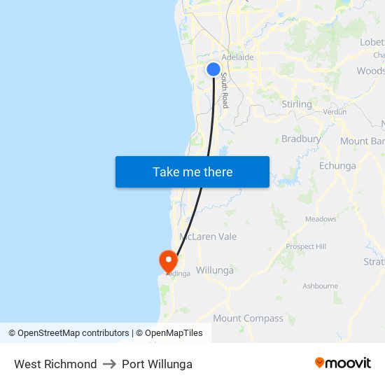 West Richmond to Port Willunga map