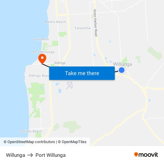 Willunga to Port Willunga map