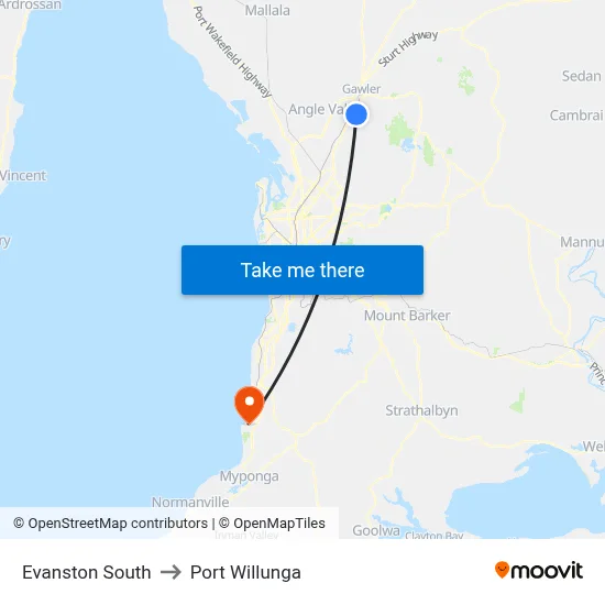 Evanston South to Port Willunga map