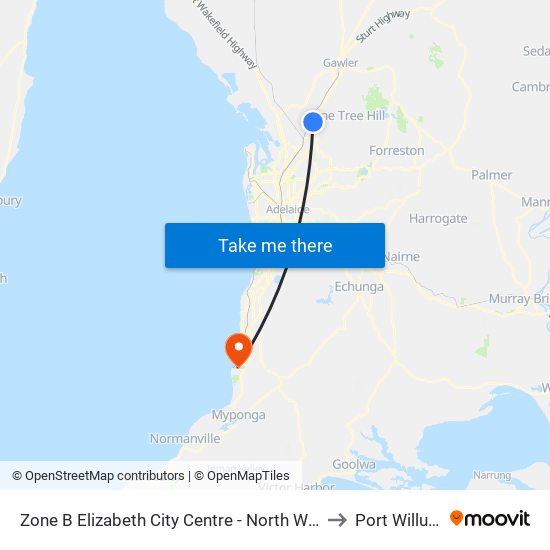 Zone B Elizabeth City Centre - North West side to Port Willunga map