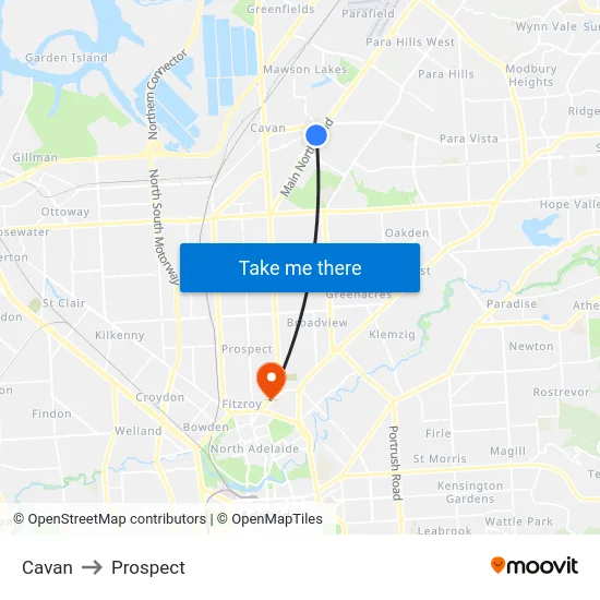 Cavan to Prospect map