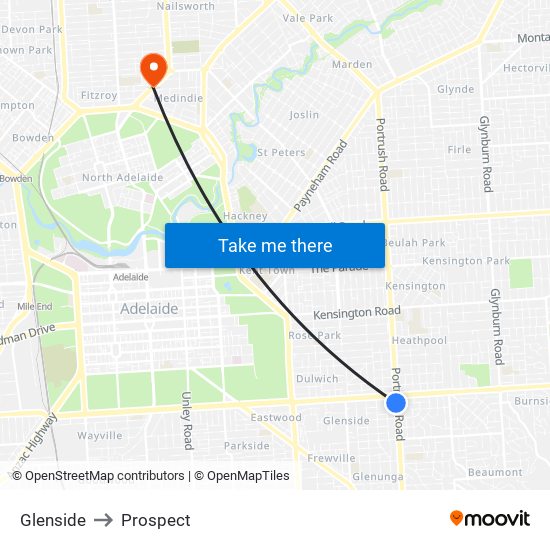 Glenside to Prospect map