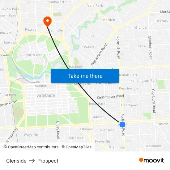 Glenside to Prospect map