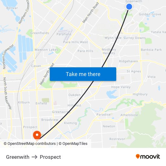 Greenwith to Prospect map