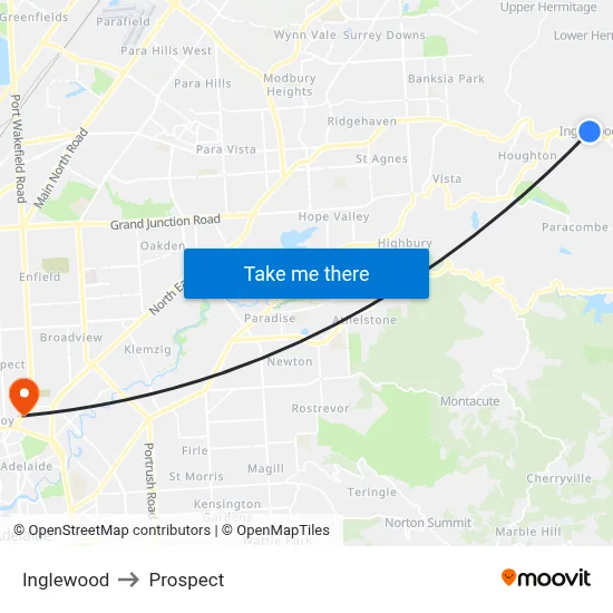 Inglewood to Prospect map