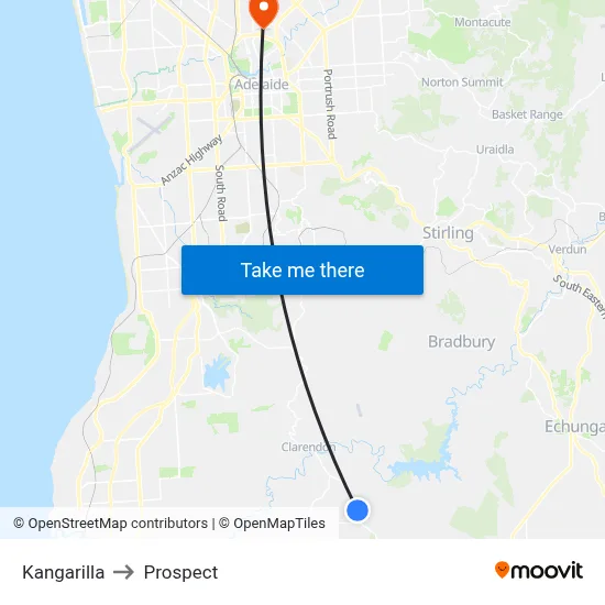 Kangarilla to Prospect map