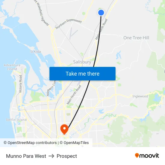 Munno Para West to Prospect map