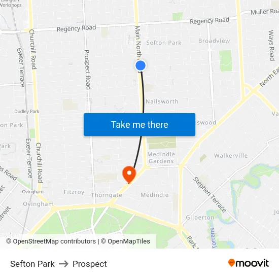 Sefton Park to Prospect map