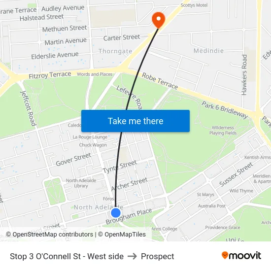 Stop 3 O'Connell St - West side to Prospect map