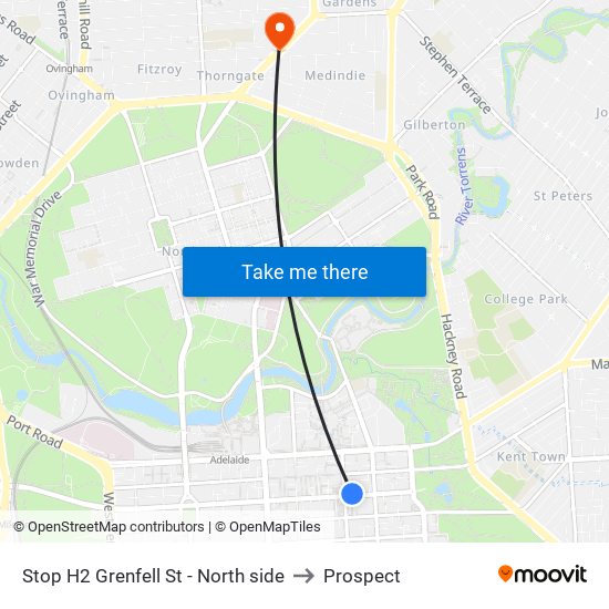 Stop H2 Grenfell St - North side to Prospect map