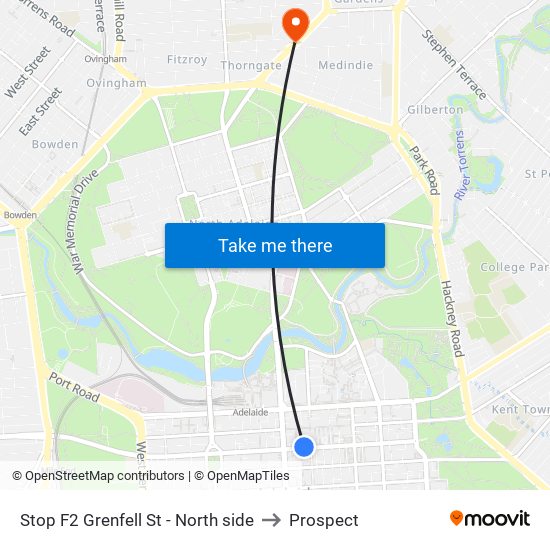 Stop F2 Grenfell St - North side to Prospect map