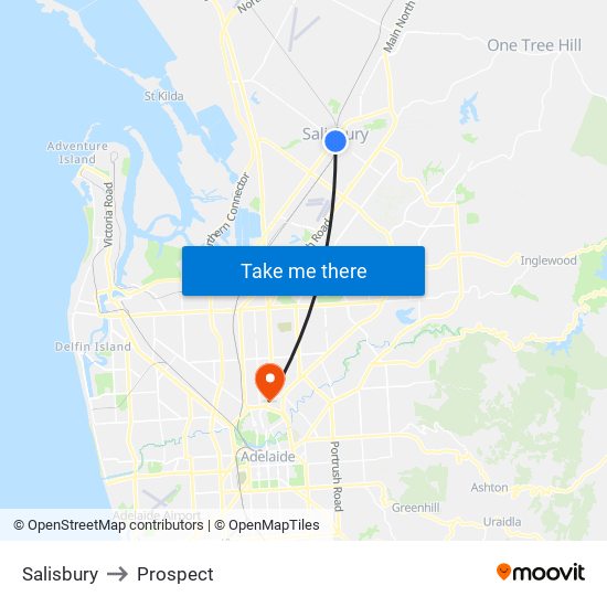 Salisbury to Prospect map